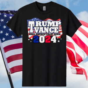 TRUMP VANCE Make America Great Again Flag Black T-Shirt 2024 Election Republican1