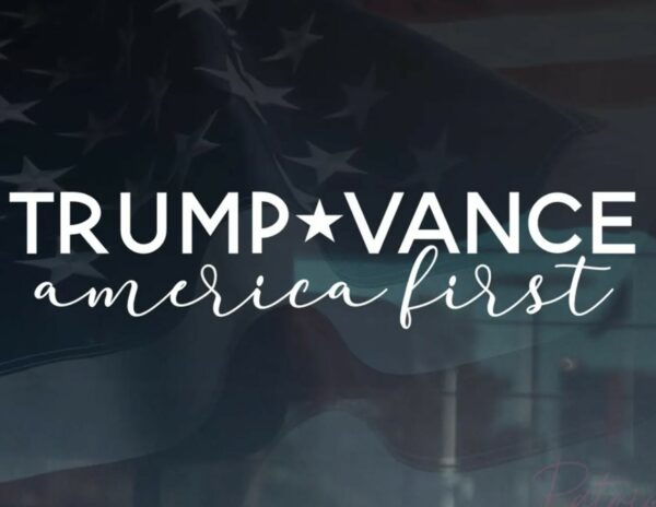 Trump Vance 2024 America First Cursive Decal