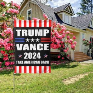 Trump-Vance 2024 Garden Flag,Donald Trump 2024 President J D-Vance Ake Save American Back Double Sided Garden Flag House35