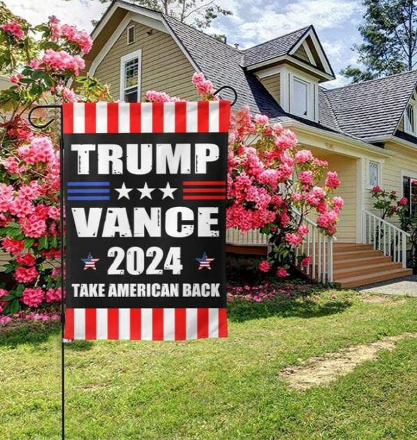 Trump-Vance 2024 Garden Flag,Donald Trump 2024 President J D-Vance Ake Save American Back Double Sided Garden Flag House35