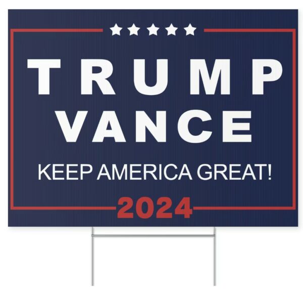 Yard Lawn Trump Vance 2024 Yard Sign with Stand, Trump Sign Us