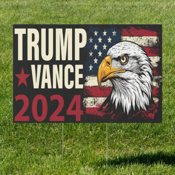 Official Donald Trump JD Vance 2024 Eagle Design Yard Sign, Patriotic Election Decor Trump Fun Lawn Sign