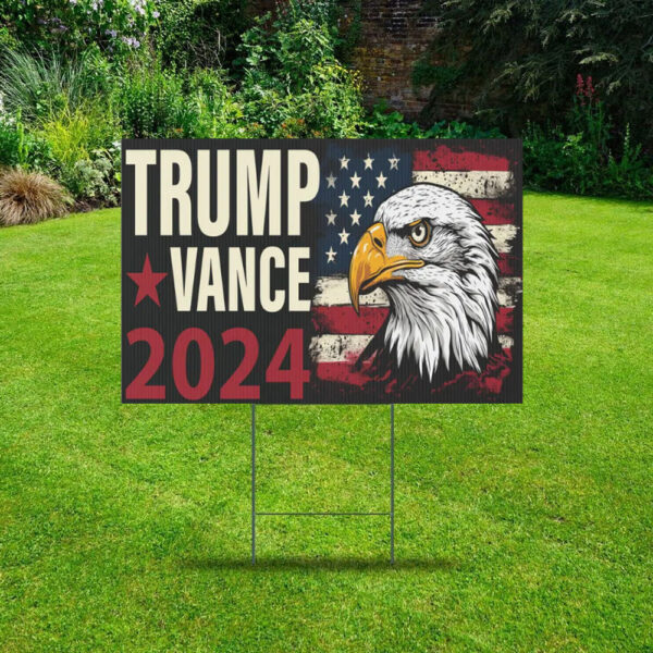 Official Donald Trump JD Vance 2024 Eagle Design Yard Sign, Patriotic Election Decor Trump Fun Lawn Sign1