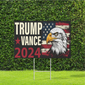 Official Donald Trump JD Vance 2024 Eagle Design Yard Sign, Patriotic Election Decor Trump Fun Lawn Sign2