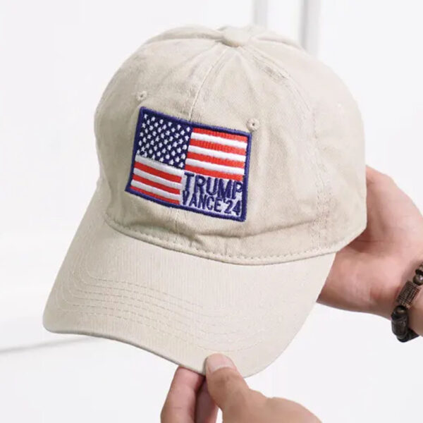 Official Trump Vance 2024 Patriotic Flag Hat, Trump 2024 Campaign Embroidered Hat1