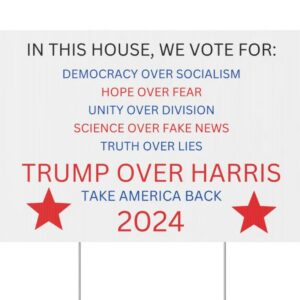 Trump 2024 Plastic Yard Sign, Trump Vance Take America Back Political Signage, 18 x 12 garden sign, stake included, double sided1