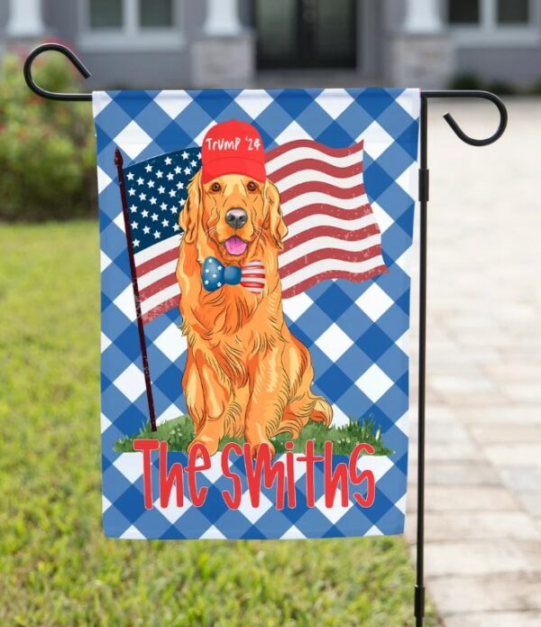 Trump Garden Flag Stand with Trump Golden Retriever Trump Flag 2024 Trump Dog Flag Trump Supporter Conservative Flag Patriotic Flag MAGA