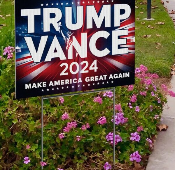 Trump Vance 2024 Make America Great Again Yard Sign with Stakes, Double Sided Political Yard Sign for Republican Party (Design 1)1