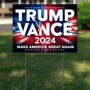 Trump Vance 2024 Make America Great Again Yard Sign with Stakes, Double Sided Political Yard Sign for Republican Party (Design 1)3