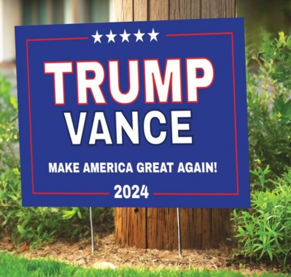 Trump Vance 2024 Yard Sign, Donald Trump President JD Vance, 18 x 12 Double-Sided Outside Lawn Decoration, Metal Stake Included, USA MADE2