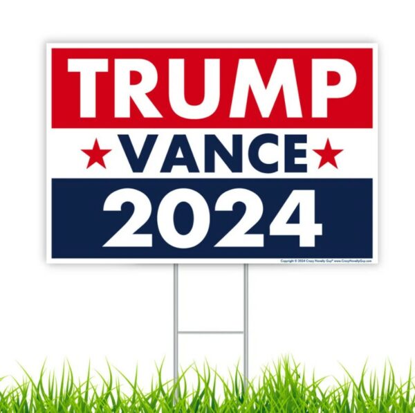 Trump Vance 2024 Yard Sign, Donald Trump President JD Vance Vice President 2024 Yard Sign, 18 x 12 Double-Sided Sign, Metal H-Stake1