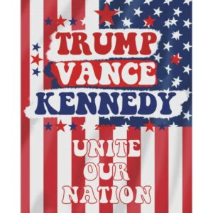 Trump Vance Kennedy Unite Our Nation Yard Banner Patriotic Campaign Flag Red, White, and Blue Unique Retro Garden Banner1