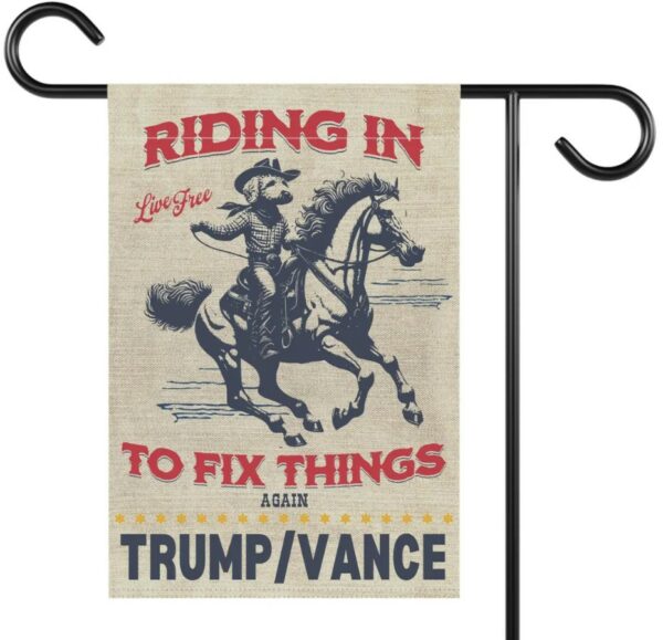 TrumpVance 2024 Election Yard Flag Save America Retro Western Republican GOP Rally Banner MAGA Garden Flag for Conservative Dog Lovers2