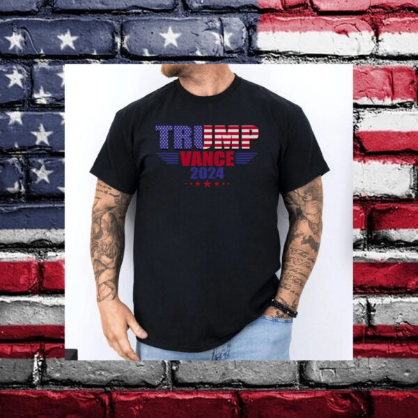 Untitled-Trump Vance 2024 T-Shirt, Patriotic Election Shirts, American Flag Design