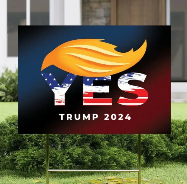 Yes Trump Vance 2024 Yard Sign - Coroplast American Flag Donald Trump For President 2024, Take America Back Yard Sign with Metal H-Stake2