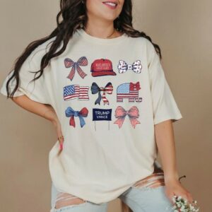 America Coquette - Trump Vance 2024 - MAGA - Trendy - American - Freedoms N Style - Patriotic Tee - Comfort Colors - Gildan Crewneck