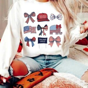 America Coquette - Trump Vance 2024 - MAGA - Trendy - American - Freedoms N Style - Patriotic Tee - Comfort Colors - Gildan Crewneck1