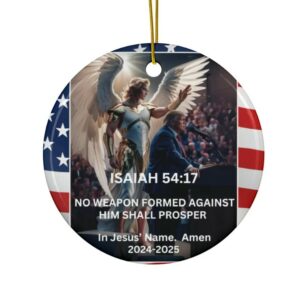 Angel Protection Prayer Trump Ceramic Christmas tree Ornament 3 Shapes MAGA Christmas gift home decor Patriotic Christian birthday present