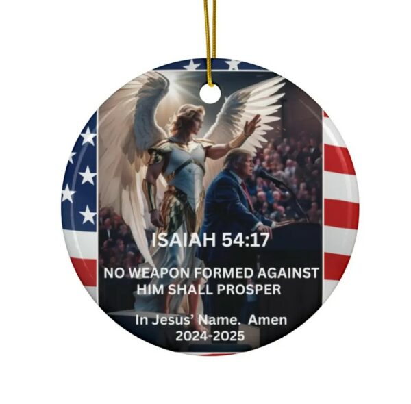 Angel Protection Prayer Trump Ceramic Christmas tree Ornament 3 Shapes MAGA Christmas gift home decor Patriotic Christian birthday present