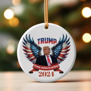 Christmas Tree Decor, Donald Trump for president 2024, Political Trends, Ceramic Ornament, Holiday Gift for her of Him.