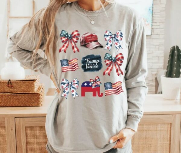 Comfort Colors Trump Long Sleeve, Coquette Trump Vance Shirt, Coquette Trump, Trump Presidential Shirt, Trump Maga Sweatshirt, Vote Trump T3