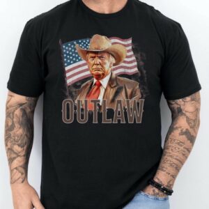 Cowboy Outlaw Trump 2024 MAGA Shirt, Trump Supporter Gift, Trump Rally, Retro Western American Flag, Country Western, Felon Trump Shirt1