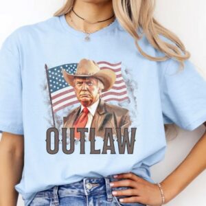 Cowboy Outlaw Trump 2024 MAGA Shirt, Trump Supporter Gift, Trump Rally, Retro Western American Flag, Country Western, Felon Trump Shirt3