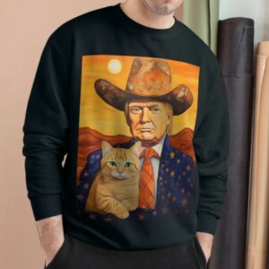 Cowboy Trump With a Cat T-shirt - Funny Trump Shirt - Donald Trump Shirts - Funny Cat Shirts - Sarcastic Gift For Trump and Cat Lovers