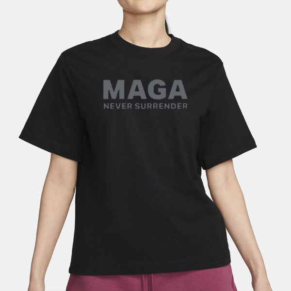 Dark MAGA Never Surrender, Donald Trump Elon Butler PA Rally Quote 2024 USA T-shirt2