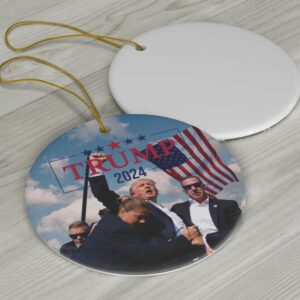 Donald Trump 2024, Christmas Tree Decor, Political Trends, Ceramic Ornament, Holiday Gift, Failed Attempt, Trump Shot, Gift for her of Him.1