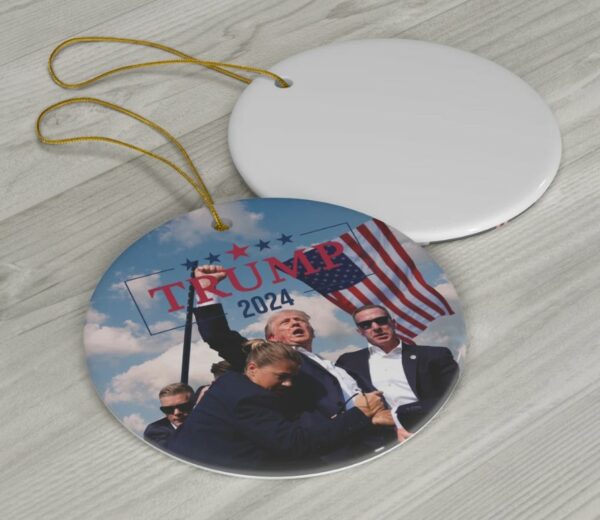 Donald Trump 2024, Christmas Tree Decor, Political Trends, Ceramic Ornament, Holiday Gift, Failed Attempt, Trump Shot, Gift for her of Him.1