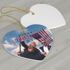 Donald Trump 2024, Christmas Tree Decor, Political Trends, Ceramic Ornament, Holiday Gift, Failed Attempt, Trump Shot, Gift for her of Him.3