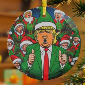 Donald Trump Glass Christmas Ornament, Trump Ornament, Trump 2024 Ornament, Funny Donald Trump Glass Christmas Tree Ornament Sets