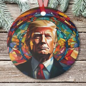 Donald Trump Metal Christmas Ornament, Trump Metal Ornament, Trump Stain Glass Print Metal Christmas Ornament