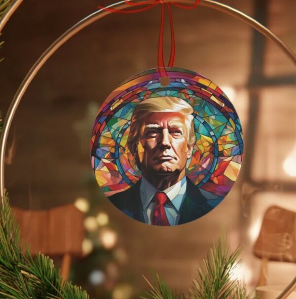 Donald Trump Metal Christmas Ornament, Trump Metal Ornament, Trump Stain Glass Print Metal Christmas Ornament1