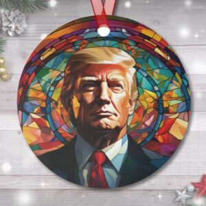 Donald Trump Metal Christmas Ornament, Trump Metal Ornament, Trump Stain Glass Print Metal Christmas Ornament2