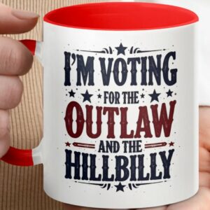 Donald Trump Mug I'm Voting for the Outlaw and the Hillbilly Trump Vance 2024 Political Election Drinkware, Patriotic Gift, Conservative Mug