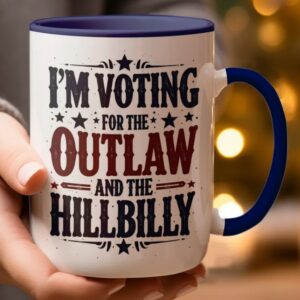 Donald Trump Mug I'm Voting for the Outlaw and the Hillbilly Trump Vance 2024 Political Election Drinkware, Patriotic Gift, Conservative Mug2