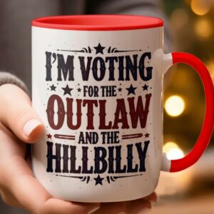 Donald Trump Mug I'm Voting for the Outlaw and the Hillbilly Trump Vance 2024 Political Election Drinkware, Patriotic Gift, Conservative Mug3