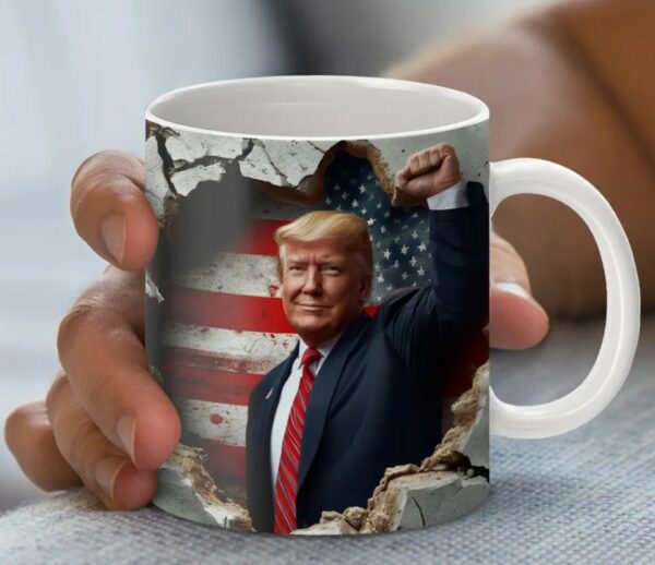 Donald Trump Patriotic 11oz and 15oz Mug Wrap Design PNG, USA American Flag Pride, Inspirational President Mug Political Coffee Cup Gift