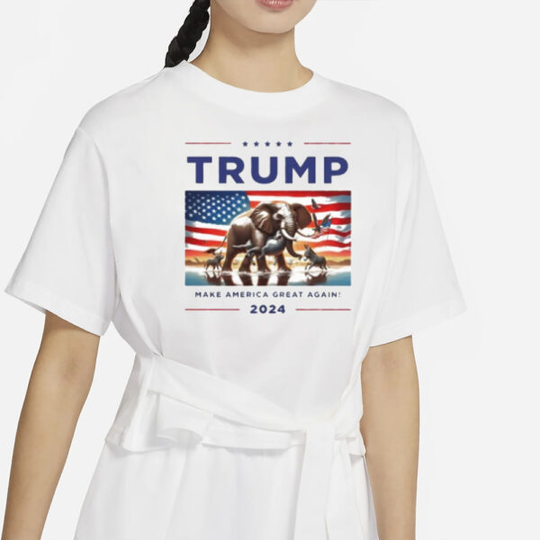 Donald Trump Vance 2024 Election Elephant Conservative US Flag T-shirt