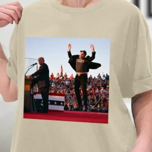 Elon Musk Is Literally Jumping For Joy To Support Donald Trump Shirt, Elon musk supports Trump, Dark MAGA Rally Shirt, Sweatshirt, Hoodie1