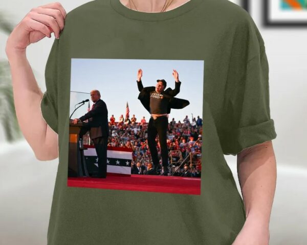 Elon Musk Is Literally Jumping For Joy To Support Donald Trump Shirt, Elon musk supports Trump, Dark MAGA Rally Shirt, Sweatshirt, Hoodie2