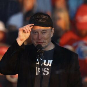 Elon Musk at Trump rally I'm dark MAGA Hat Caps