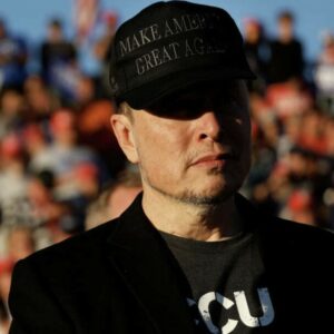 Elon Musk at Trump rally I'm dark MAGA Hats