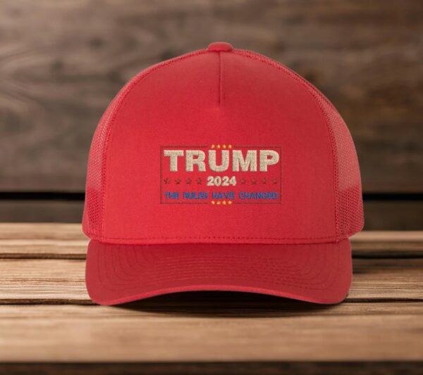 Embroidered Trump 2024 Hat, The Rules Have Changed Cap, Trump 2024 Trucker Hat, Trump 2024 Hat, Trump Trucker Hat, Adjustable Trump Cap3