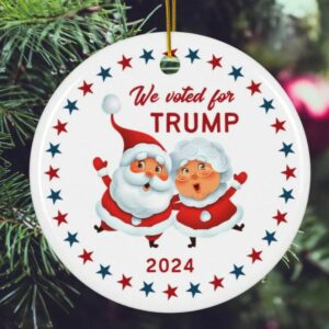 Funny Christmas Trump 2024 Ornament, funny political ornament, Mr and Mrs Santa Claus funny ornament, republican gift ornament, vote trump