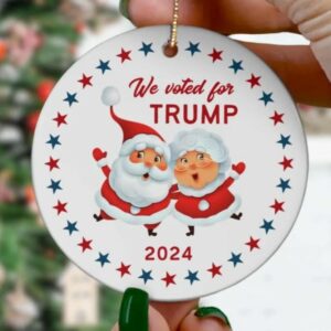 Funny Christmas Trump 2024 Ornament, funny political ornament, Mr and Mrs Santa Claus funny ornament, republican gift ornament, vote trump1