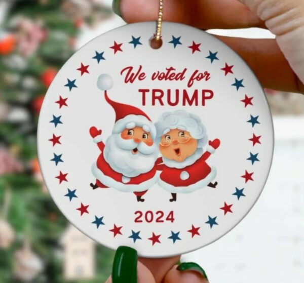 Funny Christmas Trump 2024 Ornament, funny political ornament, Mr and Mrs Santa Claus funny ornament, republican gift ornament, vote trump1