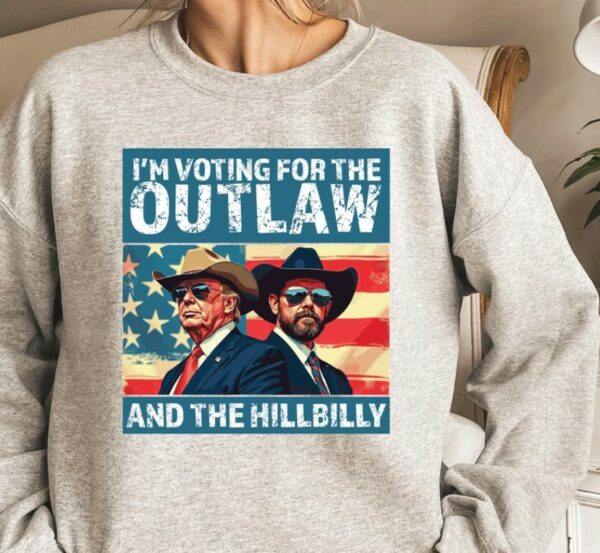 I’m Voting for the Outlaw Hillbilly 2024 T-Shirt, Trump Vance Shirt, Patriotic Election Tee, Retro Political Graphic, USA Flag, Maga Shirt